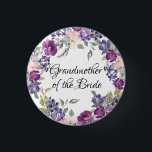 Pink & Purple Rose Floral Grandmother of the Bride Button<br><div class="desc">Very pretty pink and floral grandmother of the bride button. Blush pink and plum roses are nestled in dark purple wildflowers and green leaves.</div>