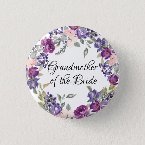 Pink  Purple Rose Floral Grandmother of the Bride Button