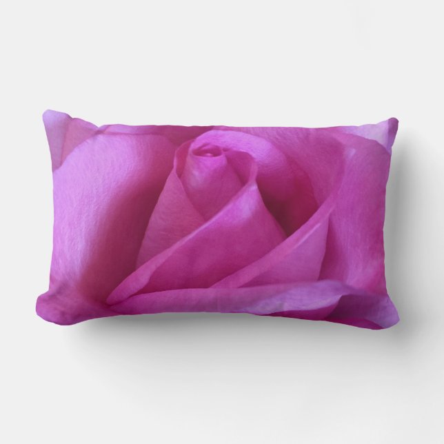 Pink purple rose flower photo simple modern bold lumbar pillow (Front)