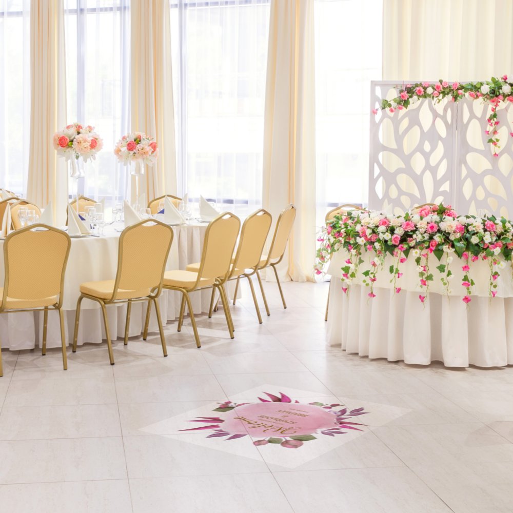 Disover Pink Purple Rosebud Floral Botanic Elegant Wedding Floor Decals