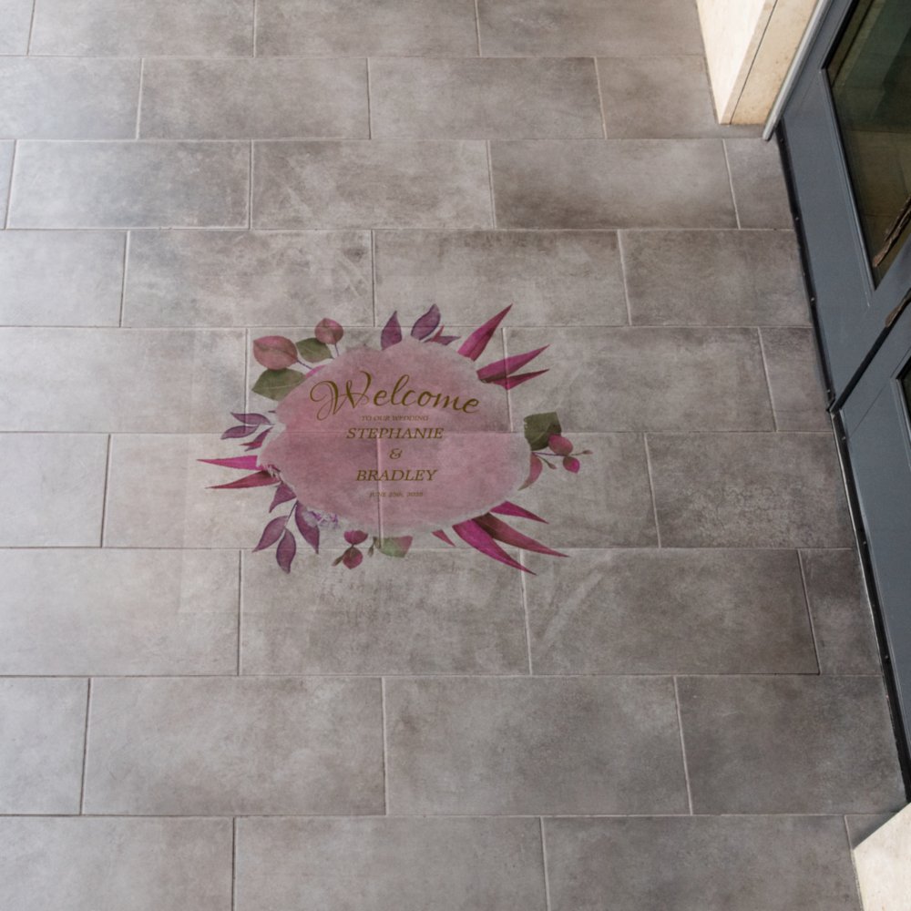 Disover Pink Purple Rosebud Floral Botanic Elegant Wedding Floor Decals