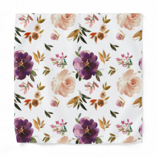 Pink Purple Roses Floral Pocket Square Bandana