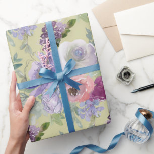 Pink Purple Roses Garden Wrapping Paper