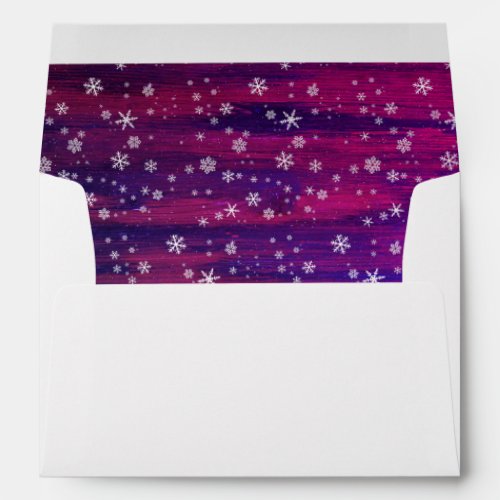 Pink Purple Rustic Wood Snowflake Pattern Envelope