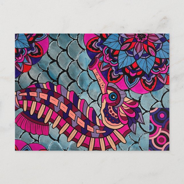 Pink & Purple Seahorse Postcard (Front)