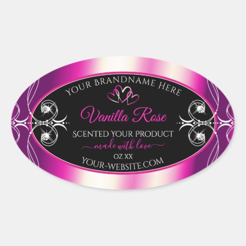 Pink Purple Shimmery Product Labels Diamonds Black