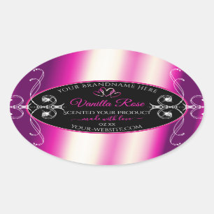 Pink Purple Shimmery Product Labels Diamonds Black