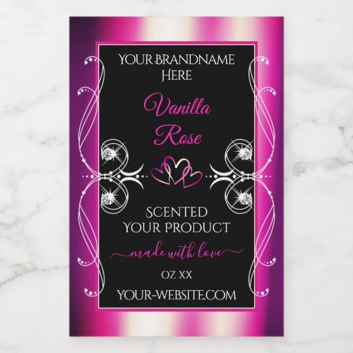 Pink Purple Shimmery Product Labels Diamonds Black