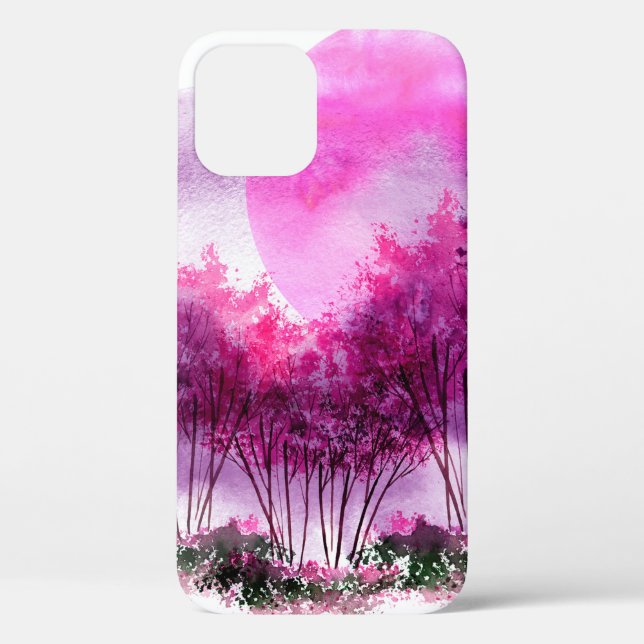 pink, purple silhouette of trees against the backg Case-Mate iPhone case (Back)