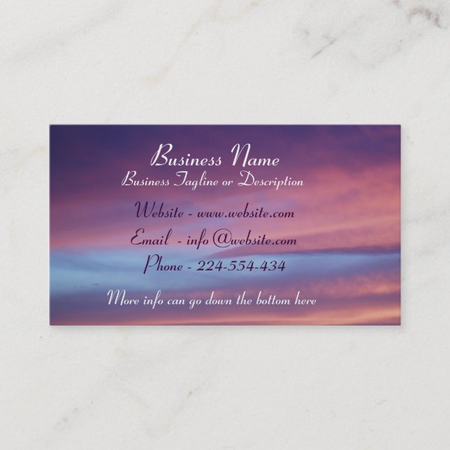 Pink Purple Sky Business Card (Front)
