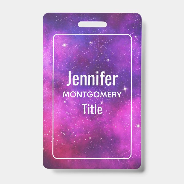 Pink & Purple Space & Stars Faux Galaxy Badge (Front)