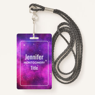 Pink & Purple Space & Stars Faux Galaxy Badge