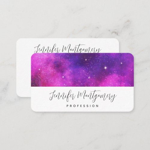 Pink  Purple Space  Stars Faux Galaxy Business Card