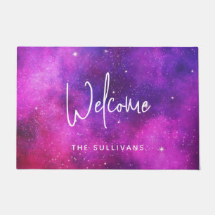 Pink & Purple Space & Stars Faux Galaxy Doormat