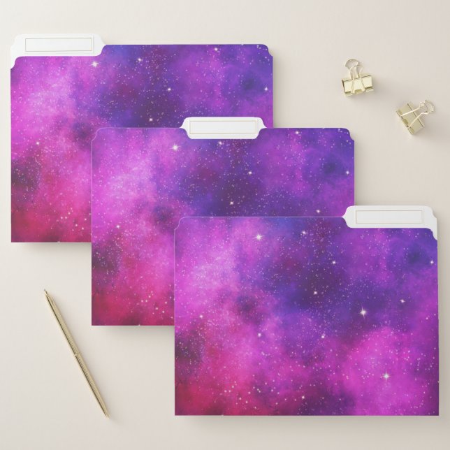 Pink & Purple Space & Stars Faux Galaxy File Folder (Set)