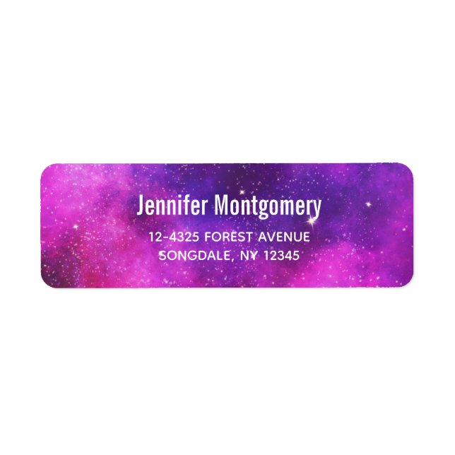 Pink & Purple Space & Stars Faux Galaxy Label (Front)