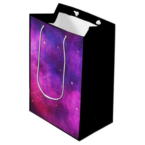 Pink  Purple Space  Stars Faux Galaxy Medium Gift Bag