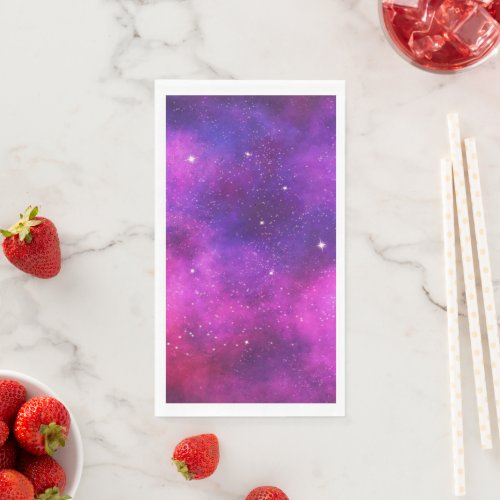 Pink  Purple Space  Stars Faux Galaxy Paper Guest Towels