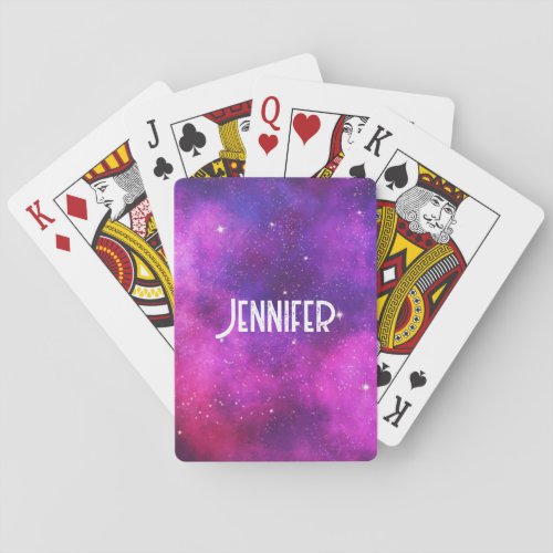 Pink  Purple Space  Stars Faux Galaxy Poker Cards