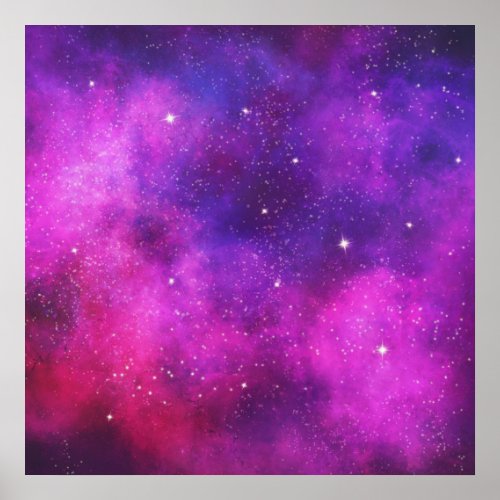 Pink  Purple Space  Stars Faux Galaxy Poster