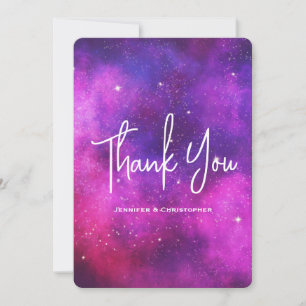 Pink & Purple Space & Stars Faux Galaxy Thank You