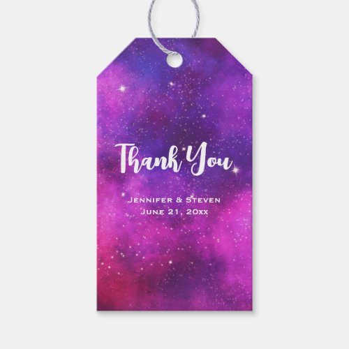 Pink  Purple Space  Stars Faux Galaxy Thank You Gift Tags