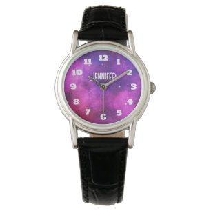 Pink & Purple Space & Stars Faux Galaxy Watch
