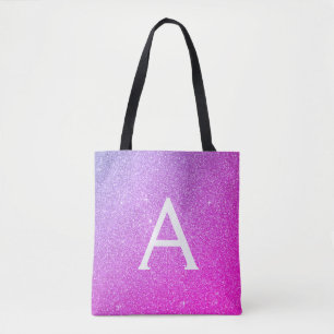 Pink Purple Sparkle Elegant Monogram Book Bag