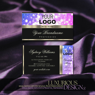Pink Purple Sparkle Glitter add Logo Black Gold Business Card