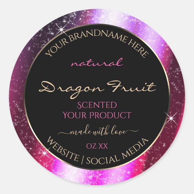 Pink Purple Sparkle Glitter Frame Product Label (Front)