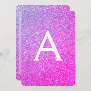 Pink Purple Sparkle Glitter Girly Birthday Party Invitation