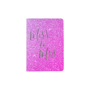 Pink Purple Sparkle Glitter Miss to Mrs Passport Holder
