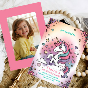 Pink & Purple Sparkle Party Invite for Claire