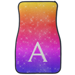 Pink Purple Sparkle Shimmer Monogram Name Car Floo Car Floor Mat