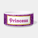 Pink & Purple Sparkling Glitter Gemstones<br><div class="desc">A pet bowl with a fancy and elegant design. The background composed of pink and purple sparkling glitter gemstones. Trendy and feminine vibe. A rectangle with a faux-gold-foil border layered over top.</div>