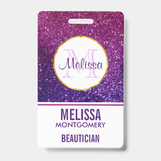 Pink & Purple Sparkling Glitter Gemstones Badge (Front)