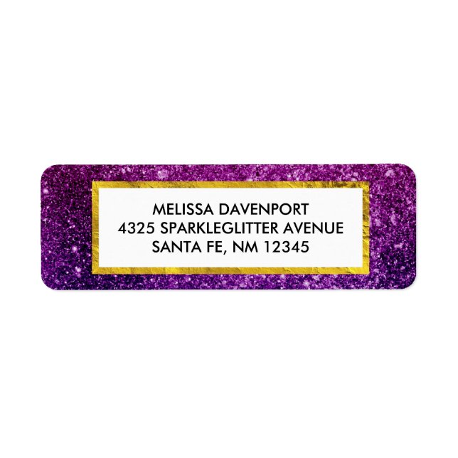 Pink & Purple Sparkling Glitter Gemstones Label (Front)