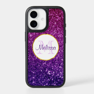 Pink & Purple Sparkling Glitter Gemstones Monogram iPhone 17 Case