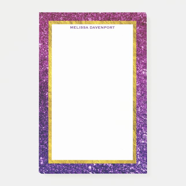 Pink & Purple Sparkling Glitter Gemstones Post-it Notes (Front)