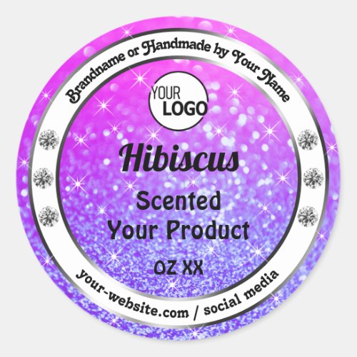 Pink Purple Sparkling Glitter Product Labels Logo