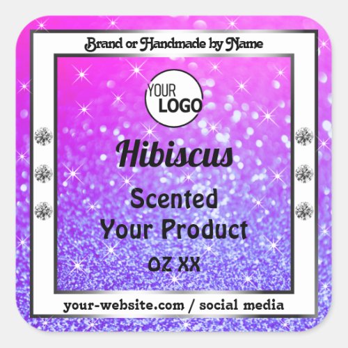 Pink Purple Sparkling Glitter Product Labels Logo