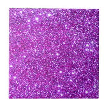 Pink Purple Sparkly Glam Glitter Designer Tile by CricketDiane at Zazzle