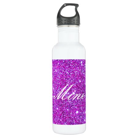 Pink Purple Sparkly Glam Glitter Designer Water Bottle