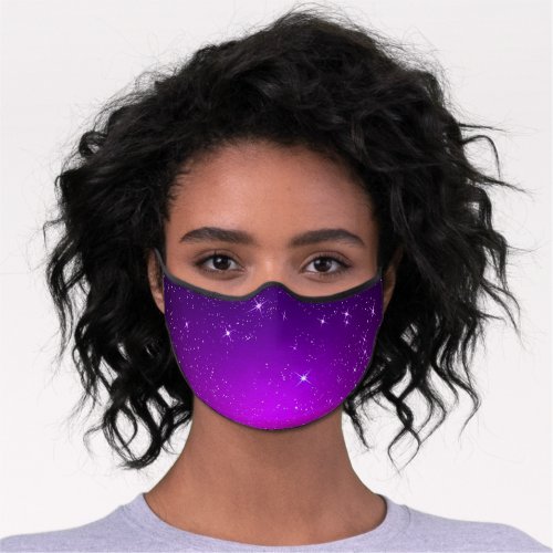 Pink Purple Sparkly Night Stars Ombre Premium Face Mask