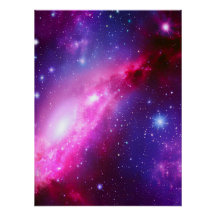 Pink Purple Spiral Galaxy Glossy Poster