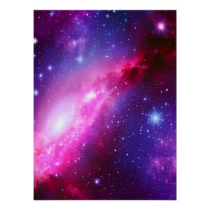 Pink Purple Spiral Galaxy Glossy Poster