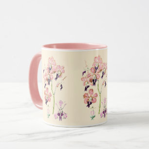 Pink purple spotted orchid vintage botanical mug
