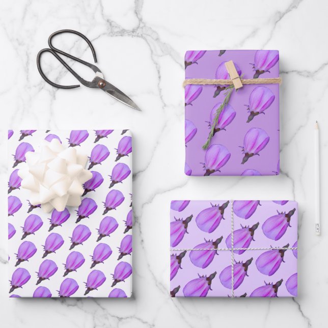 Pink & Purple Spring Blossom Floral Photography Wrapping Paper Sheets (Front)