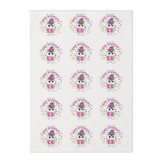 Pink, Purple Sprinkled Unicorn Cupcake Girl's Edible Frosting Rounds (Sheet)