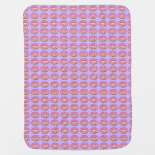 Pink Purple Sprinkles Frosted Donut Doughnut Food Receiving Blanket